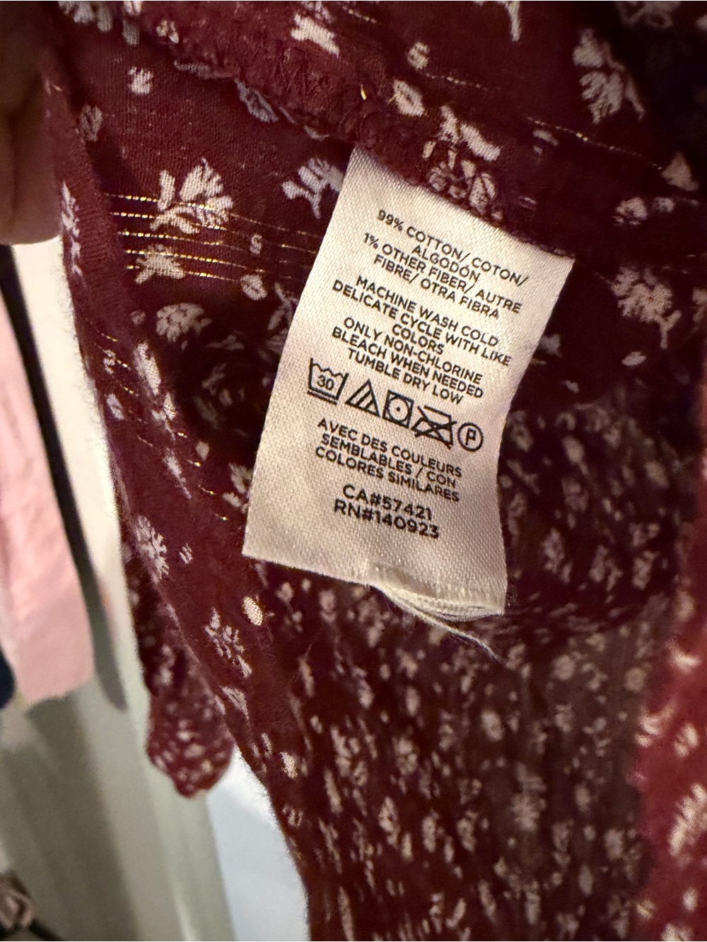 Loft Medium Petite Blouse Floral Metallic Stripe - Picture 5 of 6
